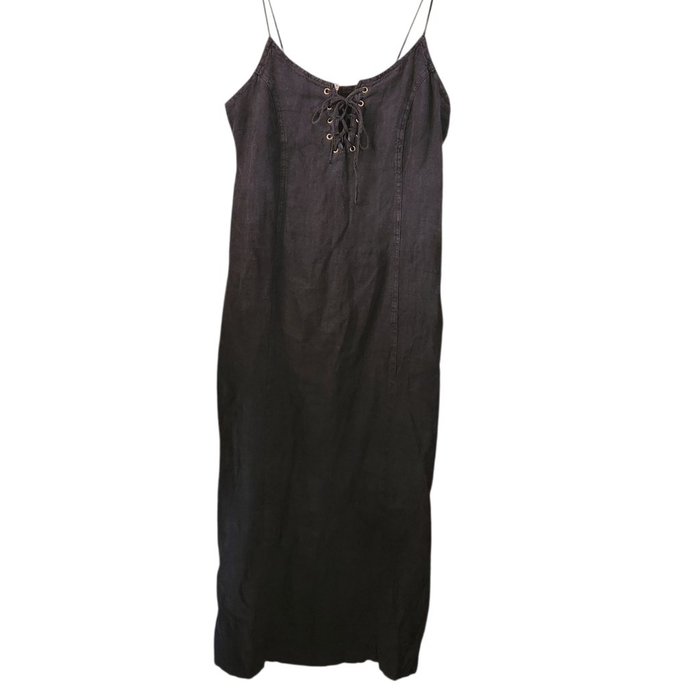 Anthropologie Black Lace-Up Midi Dress